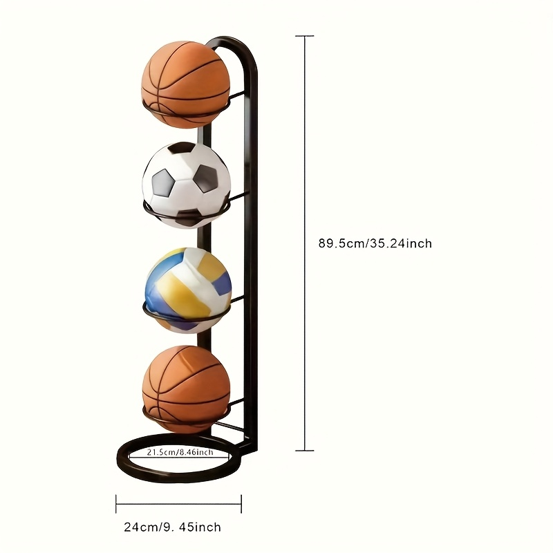 Basketball Storage Rack 3 4 5 Layer | Sports Ball Display Stand for Basketball Football Volleyball | Freestanding Ball Holder Organizer for Home Gym Garage Indoor Outdoor Use