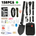 Survival Gear Kit Emergency Tool Set – Outdoor Multifunctional Camping Axe, Survival Shovel & Flint Fire Starter, 12pcs Basic or 158pcs Full Kit for Hiking, Hunting, Earthquake & Outdoor Adventures