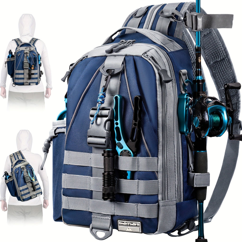 Waterproof Fishing Backpack Tackle Sling Bag – Rod Holder Daypack for Shore, Kayak & Fly Fishing | Men Women Outdoor Gear
