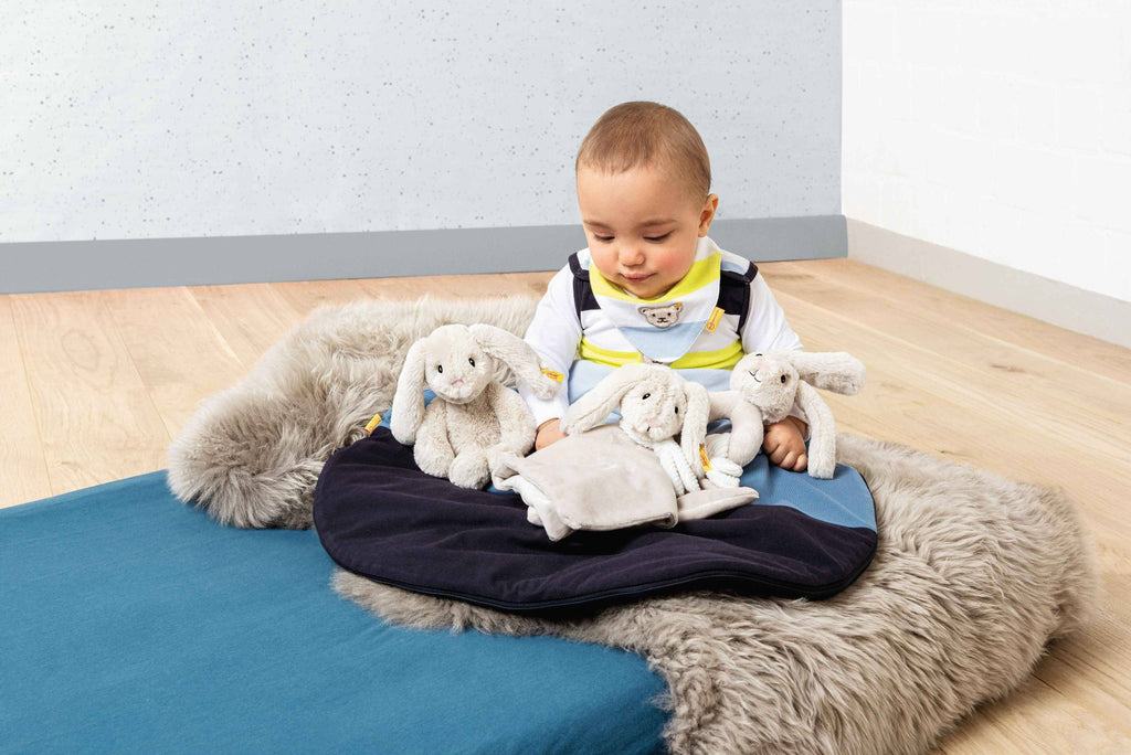 Steiff Hoppie Rabbit Security Blanket Baby Toy, 10 Inches