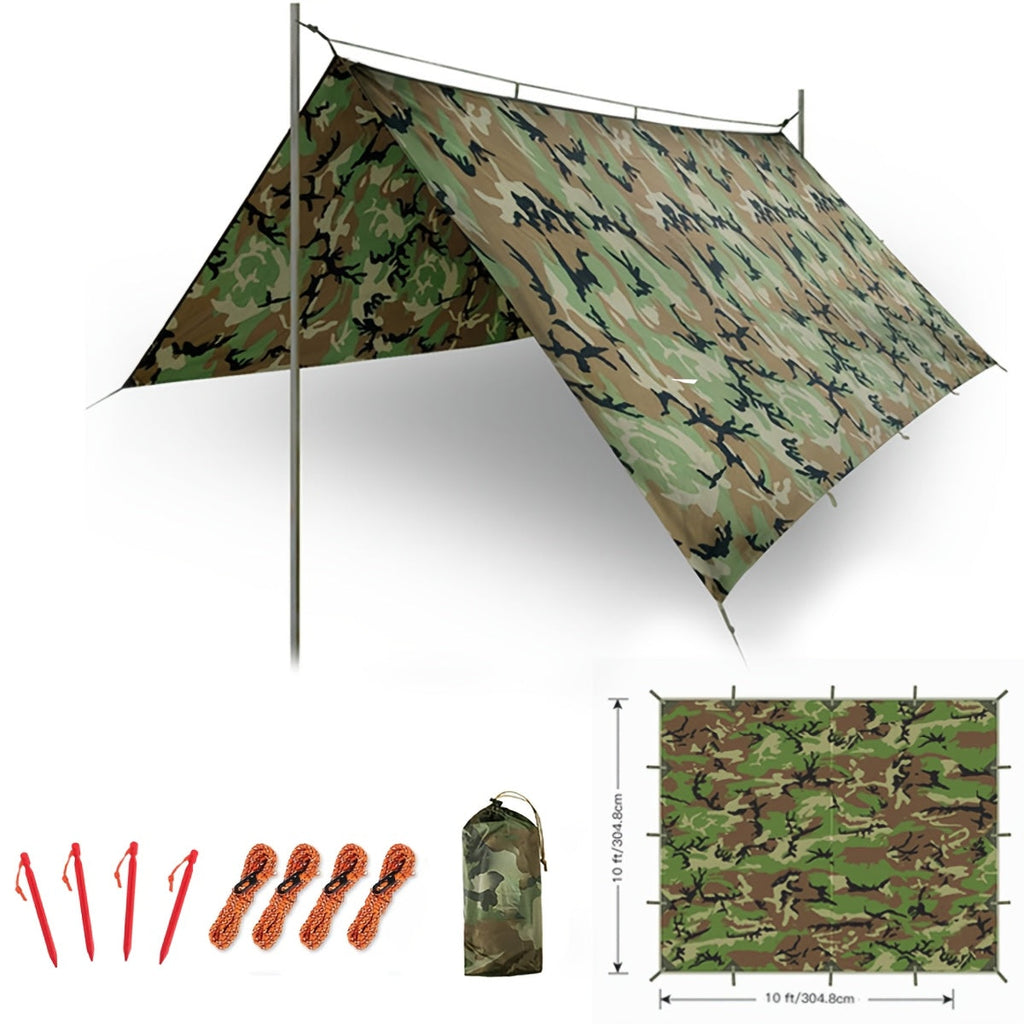 Camping Tarp Canopy with UV Protection – Portable Foldable Waterproof Shelter Tent for Backpacking, Hiking, Garden, Outdoor Survival | Multiple Colors & Sizes