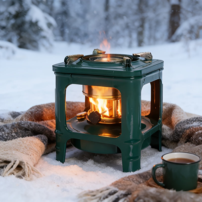 Portable Kerosene Paraffin Camping Stove Outdoor Heater Adjustable Flame Lightweight Military Green Stove for Camping Picnic Barbecue Backpacking Survival Emergency