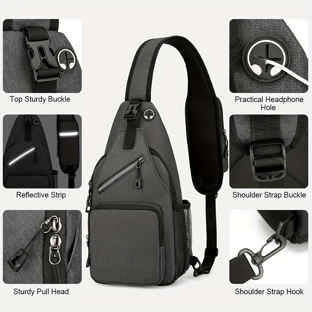 Crossbody Bag for Women & Men, Large Capacity Single Shoulder Bag with Zipper, Lightweight Multi-Pocket Design, Casual Sling Bag for Travel, Hiking, Work & Daily Use – Multiple Colors Available