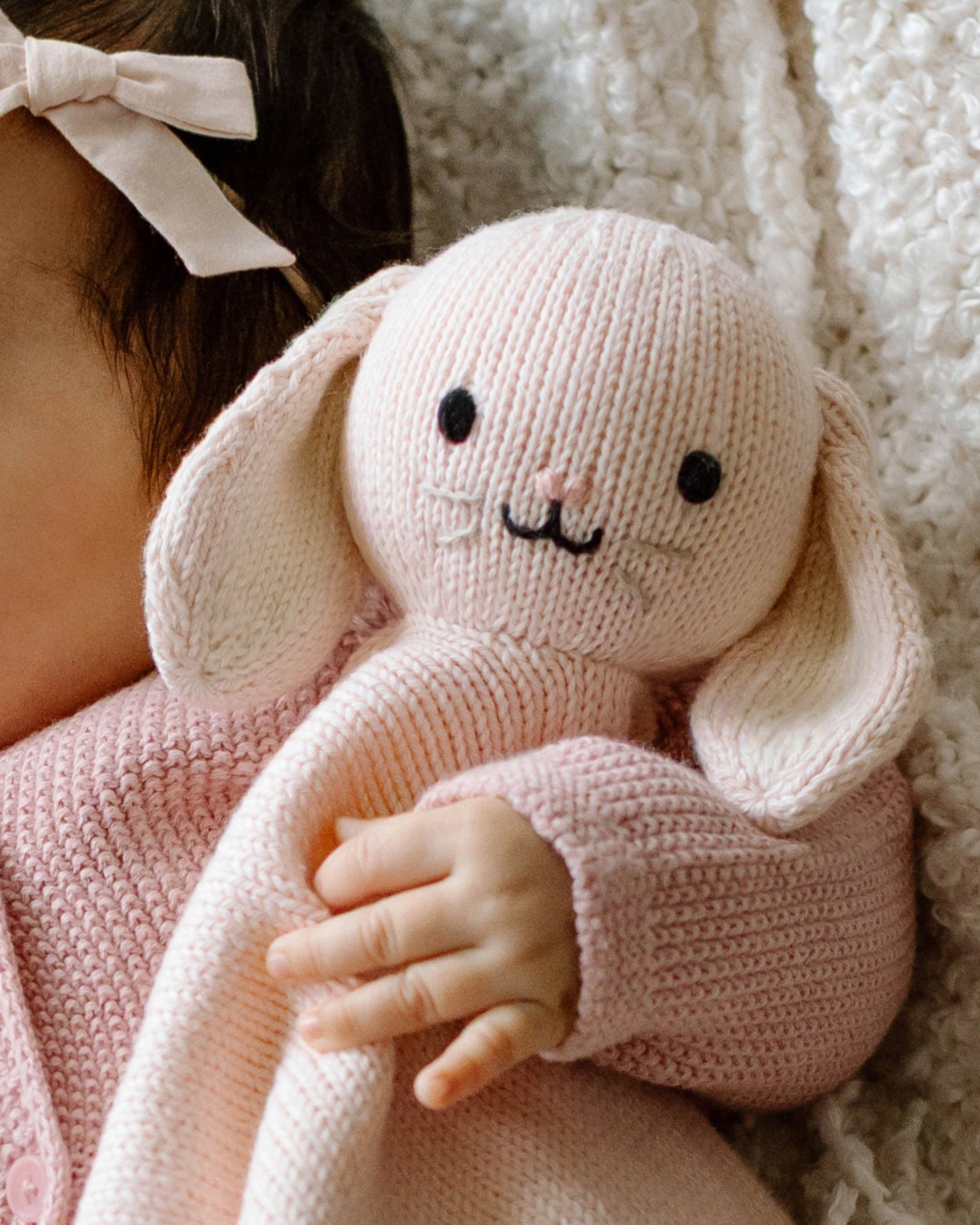 Cuddle + Kind Organic Cotton Baby Bunny Lovey (Blush)