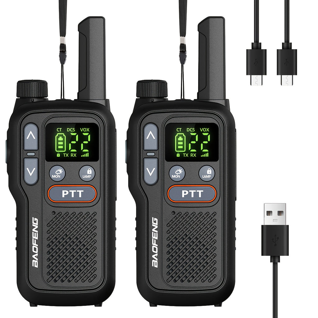Long Range Walkie Talkies for Adults, BAOFENG 22 FRS Channels LCD Display VOX Hands-Free, USB-C Rechargeable Li-ion Battery, 2-3 Mile Range, for Hiking Camping Family Outdoor Emergency
