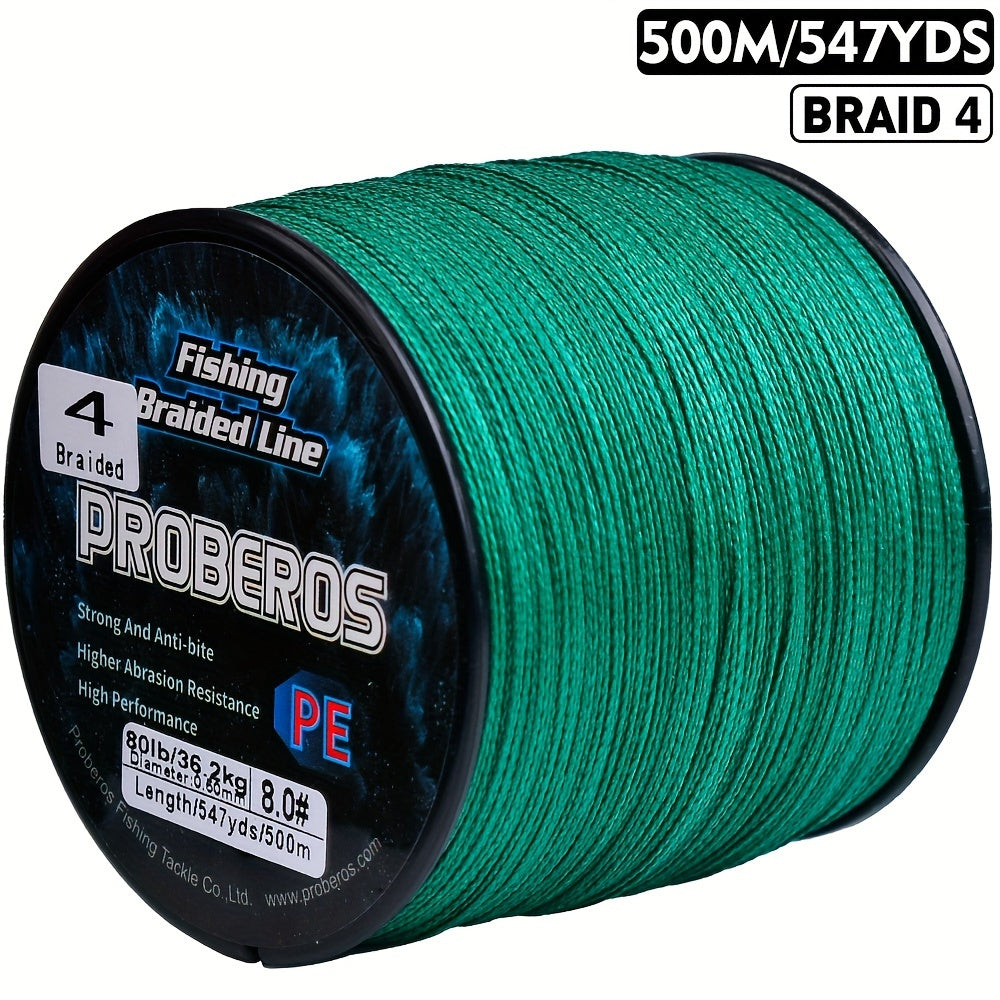 Braided Fishing Line 4 Strand 500M/547Yds - Abrasion Resistant Zero Stretch Superline 6LB-80LB, Multi-Color, Gray/Green/Camo