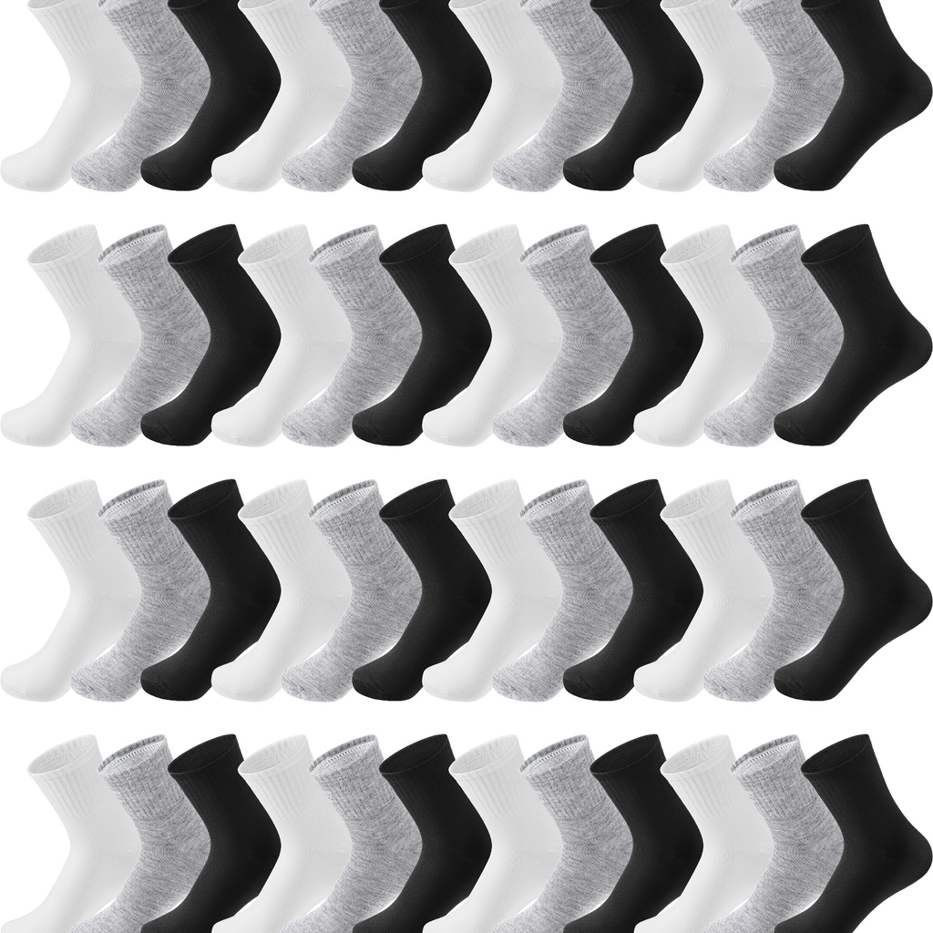 Bulk Moisture-Wicking Ankle Socks 100 Pairs Unisex Men Women Casual Sports Gym Socks Black White Gray One Size Fits Most