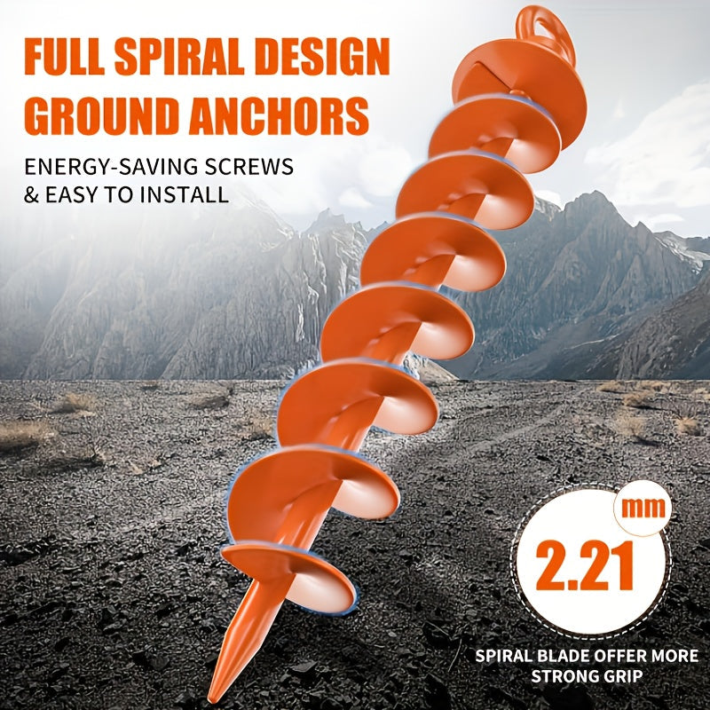 Heavy-Duty Spiral Earth Anchors 15", 4-Pack – Orange