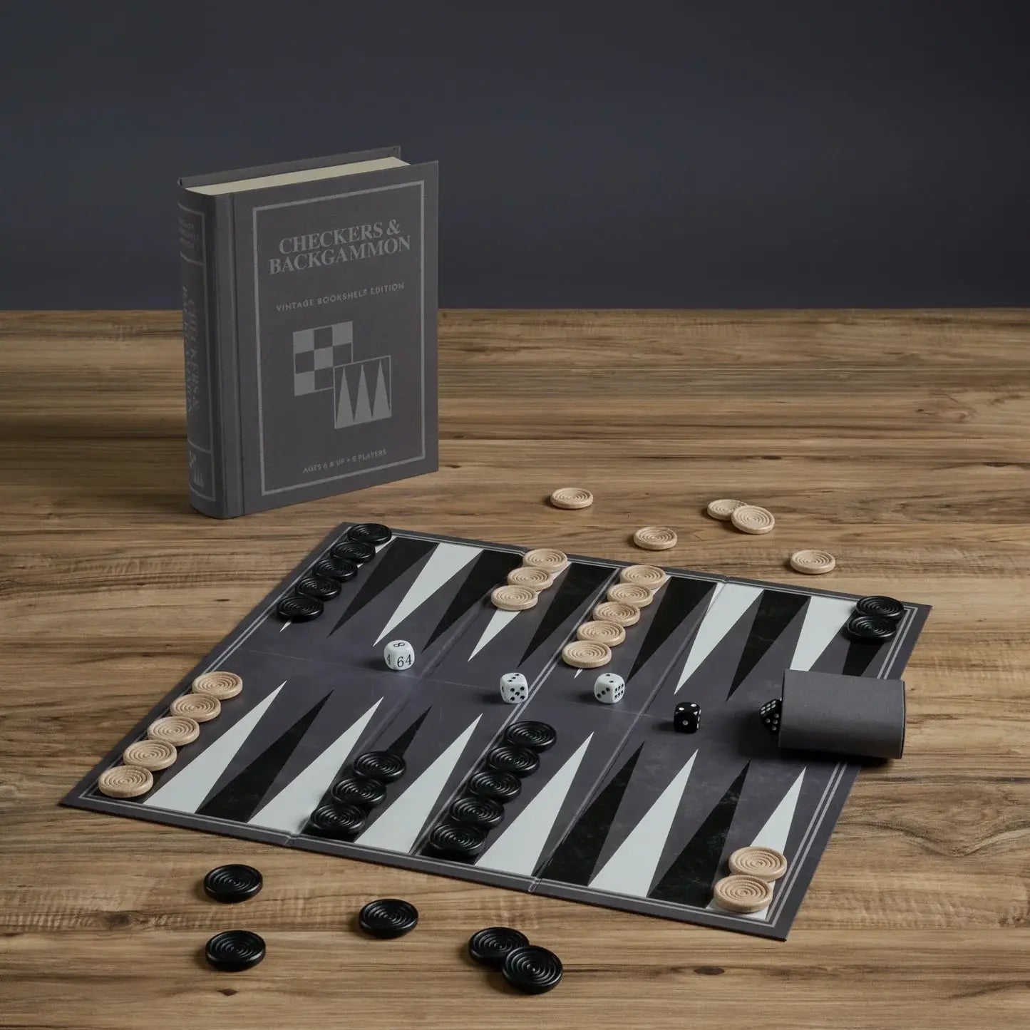 Board Game: Checkers & Backgammon Vintage Bookshelf Edition
