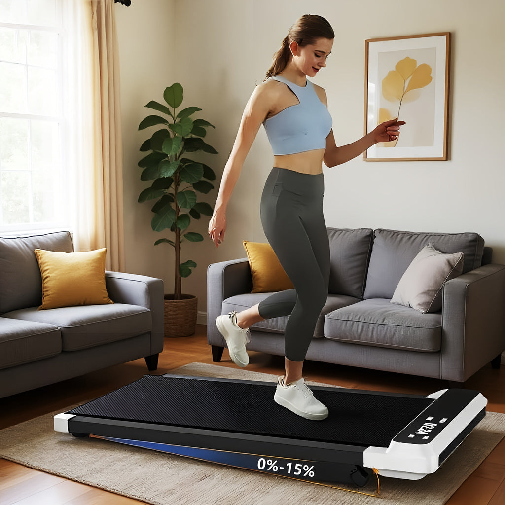 Under Desk Treadmill Walking Pad 4-in-1 for Walking & Jogging – Portable Home Office Treadmill with LED Display, Incline & Remote Control, Quiet Motor, Available in White & Black