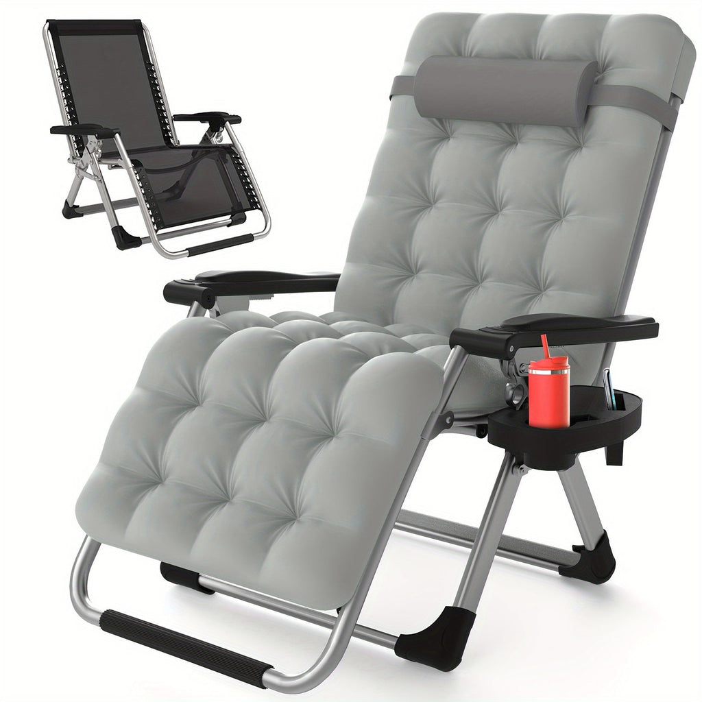 Zero Gravity Chair Outdoor Recliner – 440LBS Capacity, 4-Inch Thick Cushion, Upgraded Aluminum Lock, Cup Holder & Headrest, Breathable Mesh, Foldable Patio Lounge Chair for Backyard & Lawn (5 Colors)