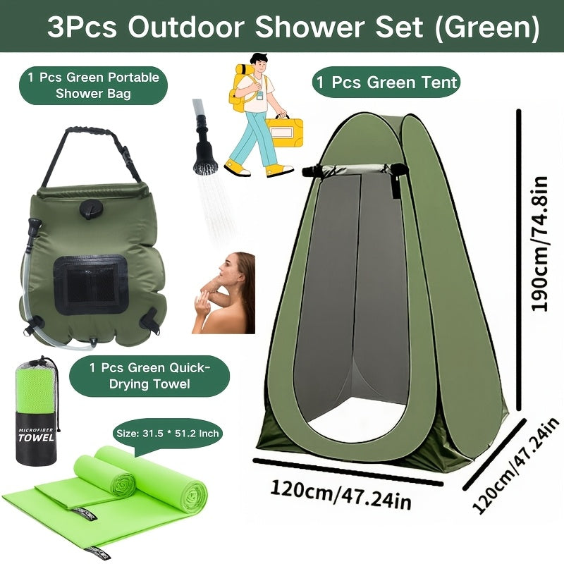 Pop-Up Privacy Tent with Portable Camping Toilet for Adults, Foldable Outdoor Shower Changing Potty Tent Kit with 12 Toilet Bags, Ground Stakes & Windproof Ropes for Camping, Hiking, Travel & Picnics