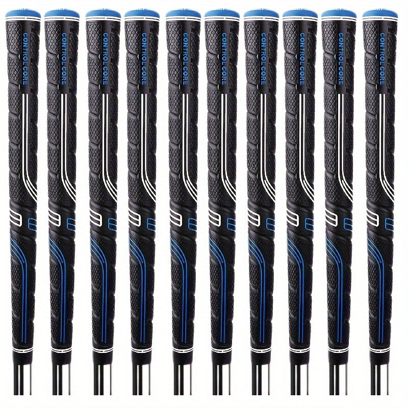 Oversized Golf Grips 10-Pack | Jumbo Blue Soft Rubber Anti-Slip Golf Club Grips for Iron & Wood Clubs – Ergonomic Precision Control Design for All Skill Levels with Custom Texture & Enhanced Durability