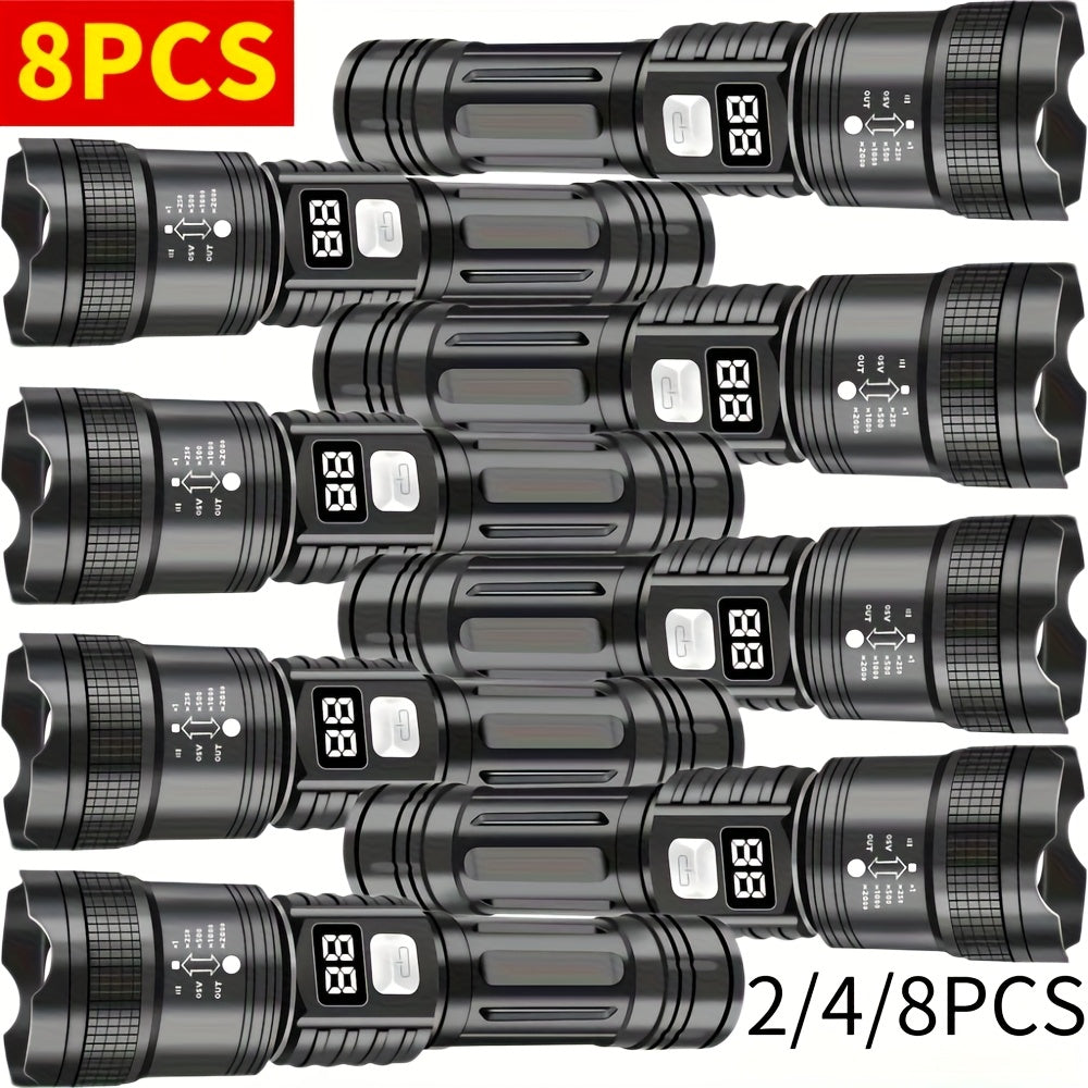 Zoomable Rechargeable Flashlight 800 Lumen High Power LED Torch Adjustable Beam for Camping Fishing Hunting Emergency EDC
