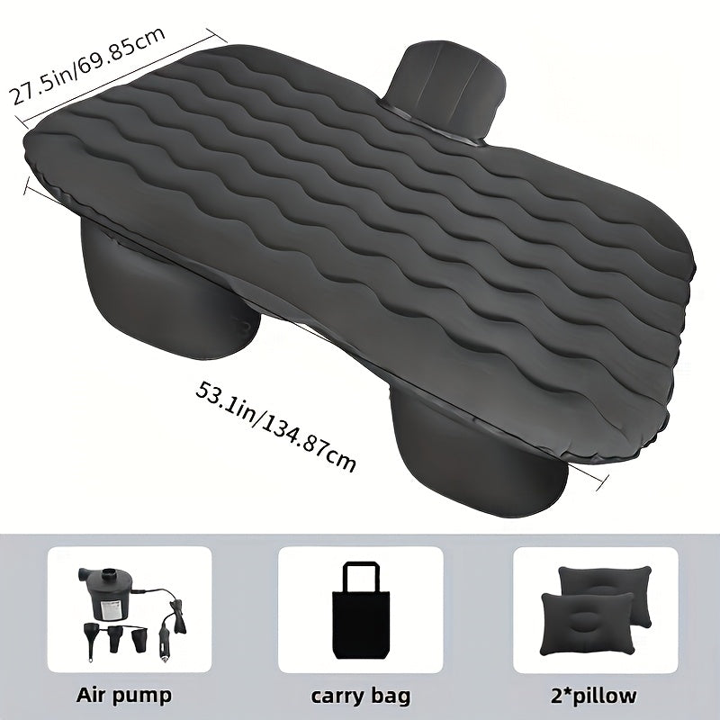 Car Inflatable Mattress Air Bed for Truck SUV MPV Back Seat with 2 Pillows Portable Camping Air Mattress for Road Trips Hiking Backpacking Outdoor Travel Black Dark Blue