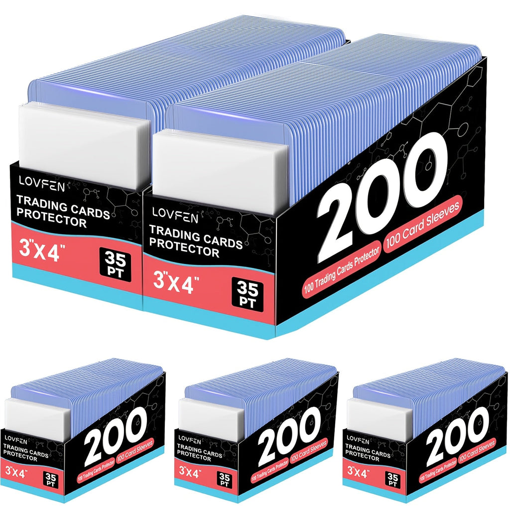 Card Toploads & Sleeves 3x4 Hard Plastic Combo - 100/200/500/2000 Count Regular Top Loading Card Holders for Baseball Football Sports Trading Cards