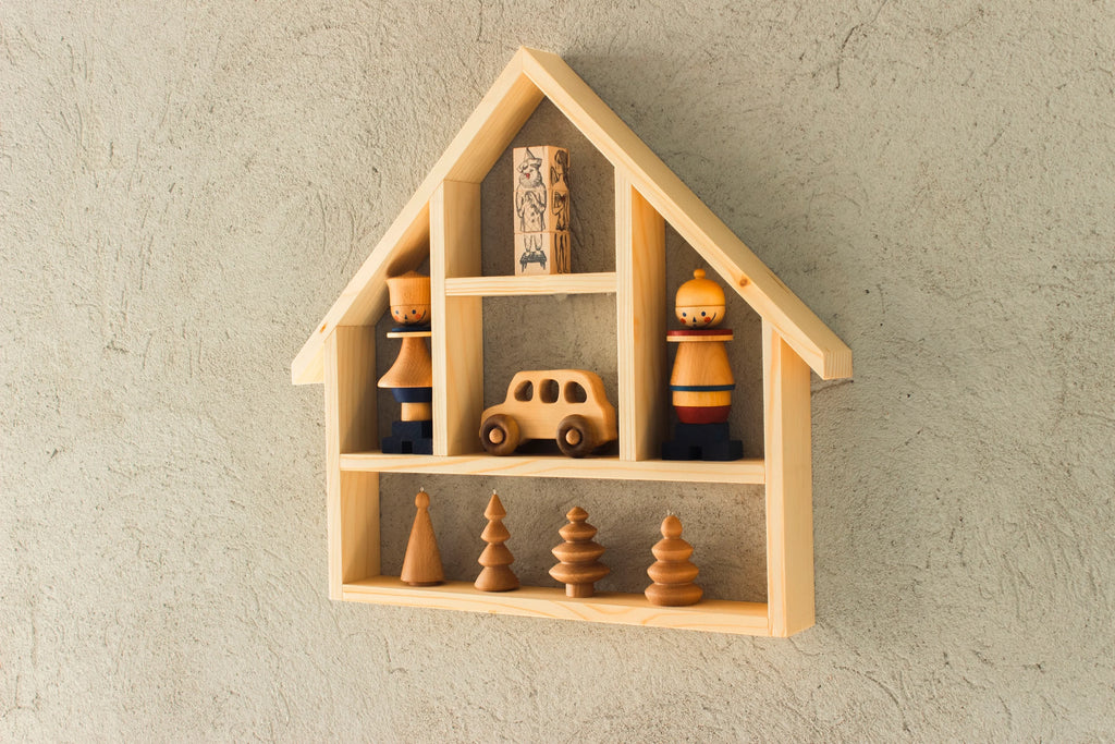 Wooden House-Shaped Shelf