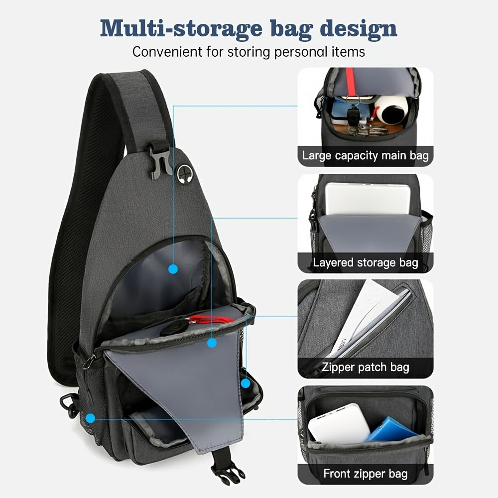 Sling Bag Crossbody Backpack 2 Pack Lightweight Oxford Chest Shoulder Daypack for Men Women Hiking Travel Casual Outdoor Bag Set Light Gray Navy Blue