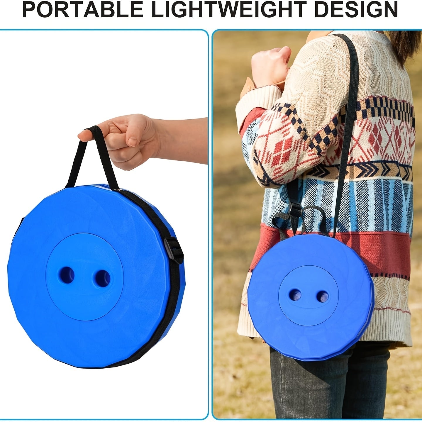 Portable Folding Cylinder Stool – Lightweight Plastic, Waterproof & Durable, Easy to Carry & Store – Outdoor Camping, Fishing & Travel Stool, Iridescent or Blue