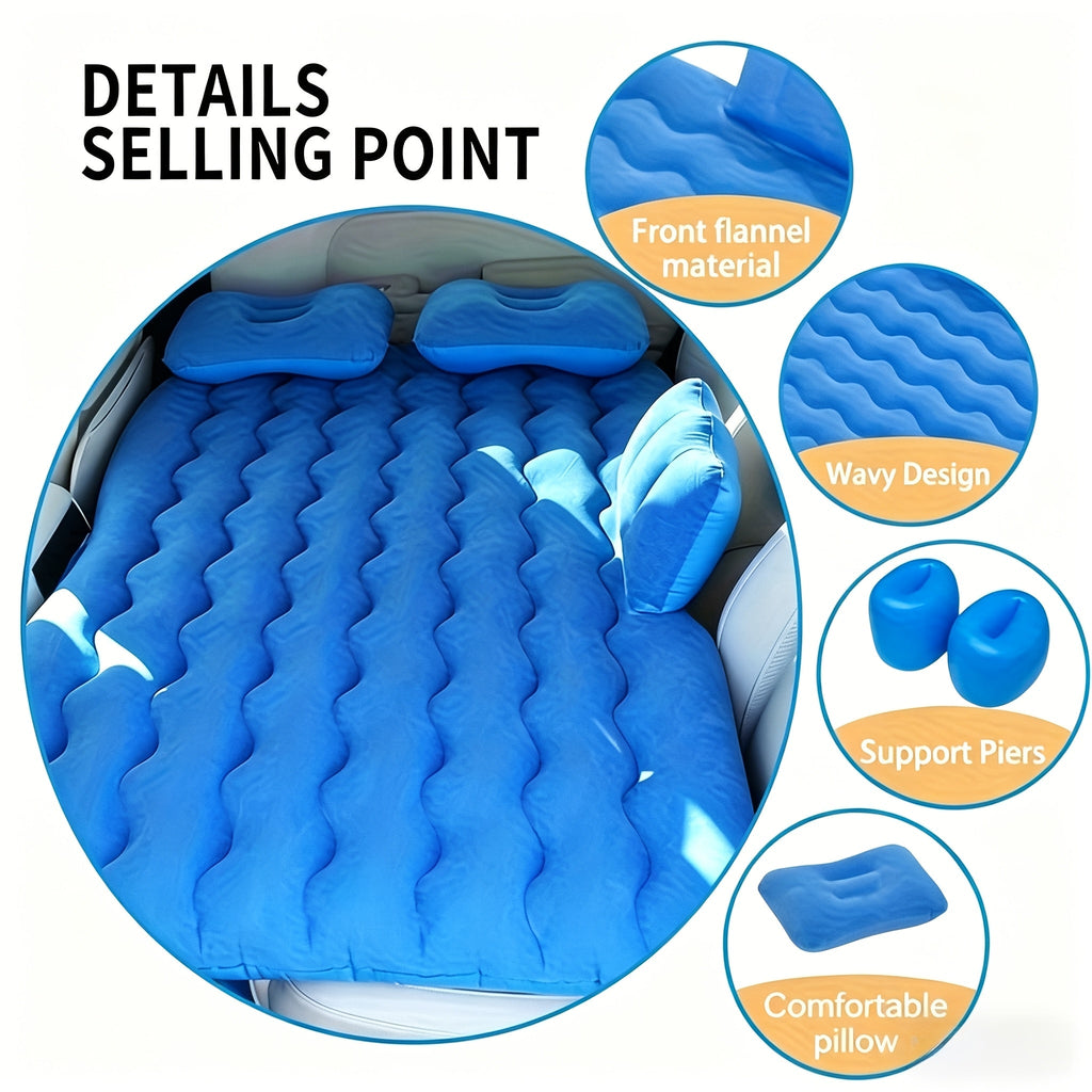 SUV Air Mattress Inflatable Car Bed Portable Camping Mattress Universal Flocked Blow Up Bed for SUV Trunk Back Seat with Storage Bag Repair Kit for Car Camping Travel Road Trip Multiple Colors