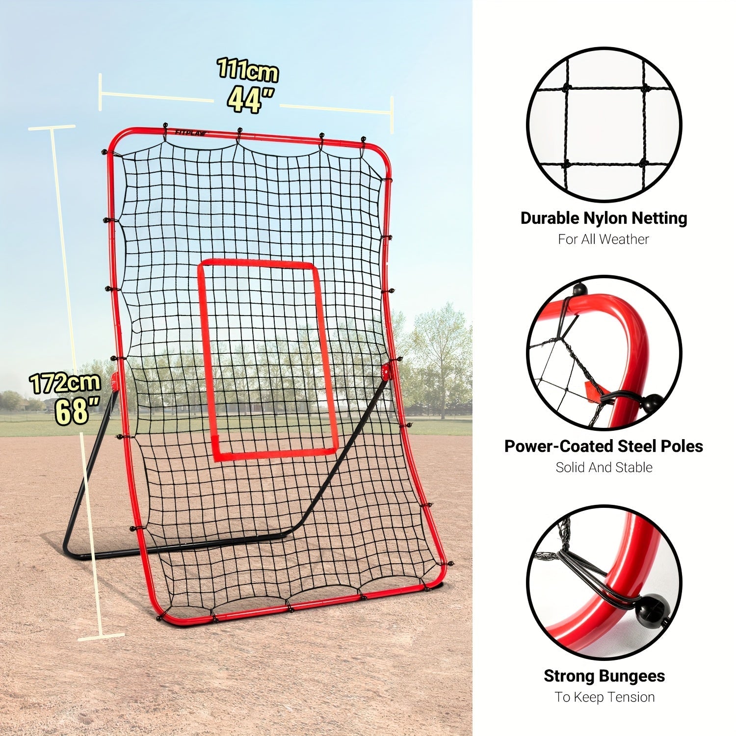 Baseball Pitchback Net Rebounder Angle Adjustable Pitch Trainer for Grounder and Fly Ball Practice Baseball Softball Pitching Throwing Fielding Rebound Net for Players Aged 13 and Up Solo Training Aid