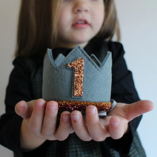Felt Crown - Storm Gray with Ombre Copper Trim