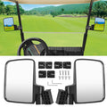 Golf Cart Mirror Set Convex Wide Angle Rotatable Side & Panoramic Rear View Mirrors – Fits Yamaha, EZGO, Club Car & Most Golf Carts, 0.75"-1.25" Square Frame, Real Glass, ABS Housing, Easy Install