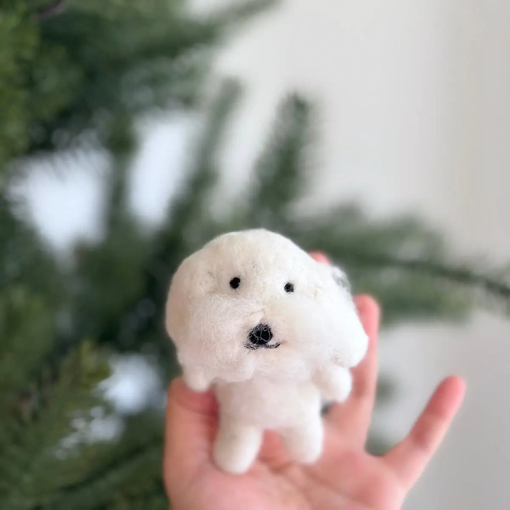 Felt Finger Puppet: Maltese Dog