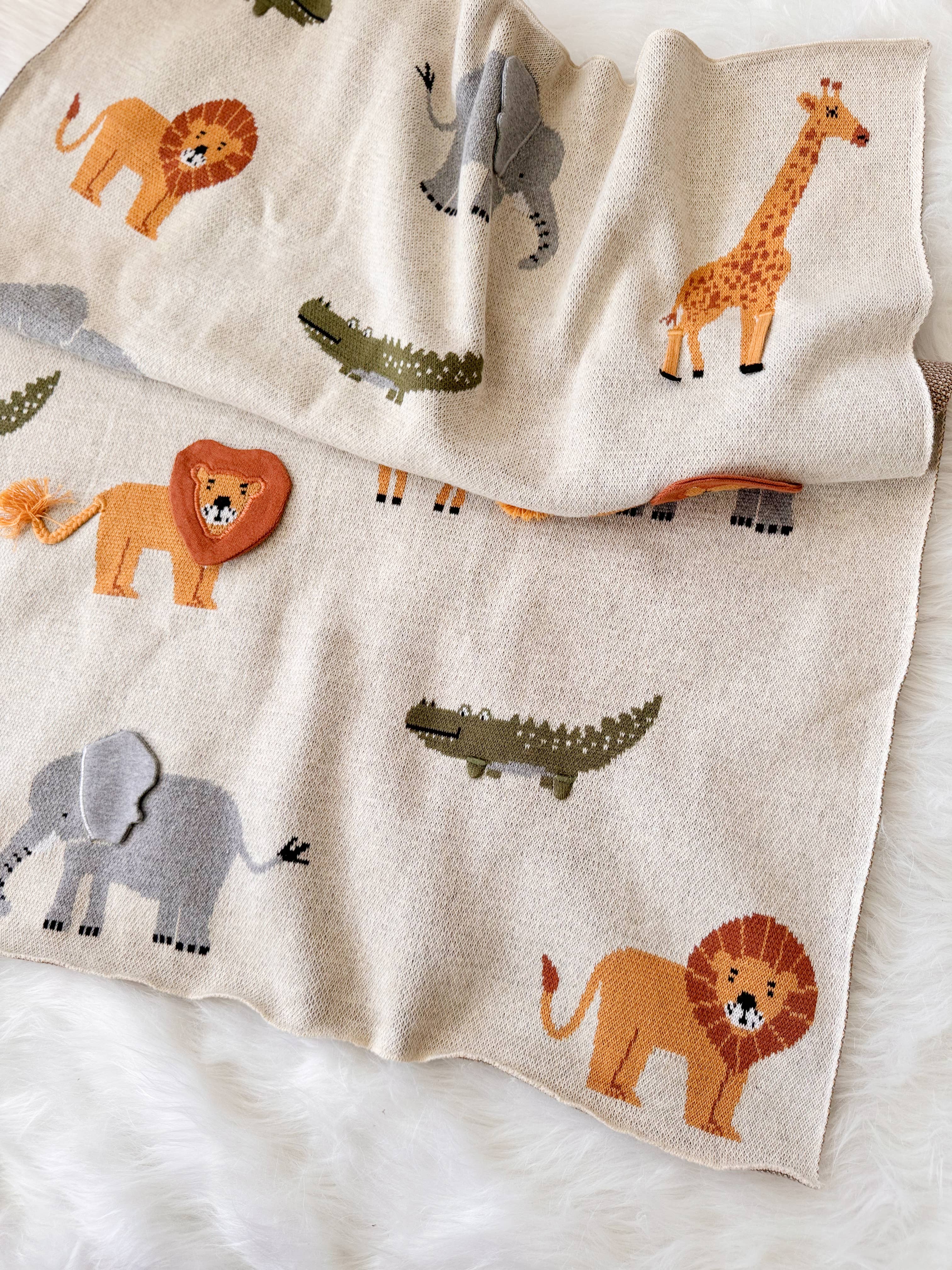 Organic Cotton Knit Baby Blanket - Jungle