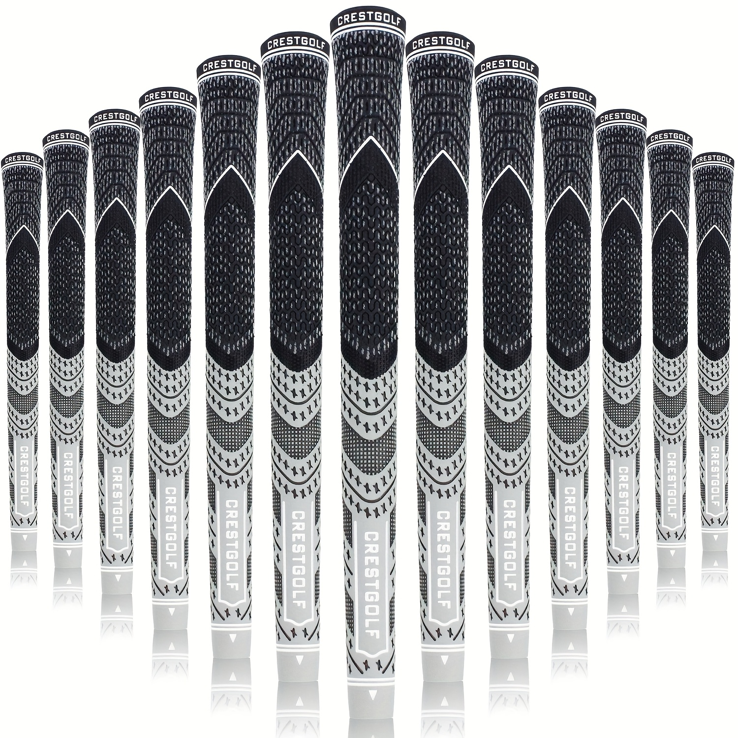 Midsize Golf Grips Set 13 Pack – All Weather Hybrid Rubber Golf Club Grips with Ecological Yarn Thread Technology, Multiple Colors, Fits Full Set of Clubs (Black, White, Red, Orange, Yellow, Blue, Gray)