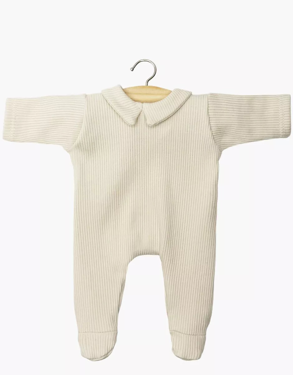 Minikane 11" Doll Clothing | Sleep Well Corentin Onesie in Ribbed Knit - Linen