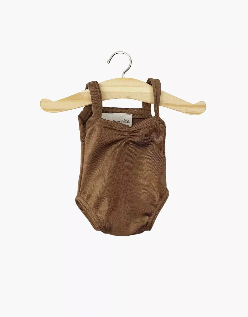 Minikane 13" Doll Clothing | Anna Leotard in Shiny Lycra - Chocolate Brown