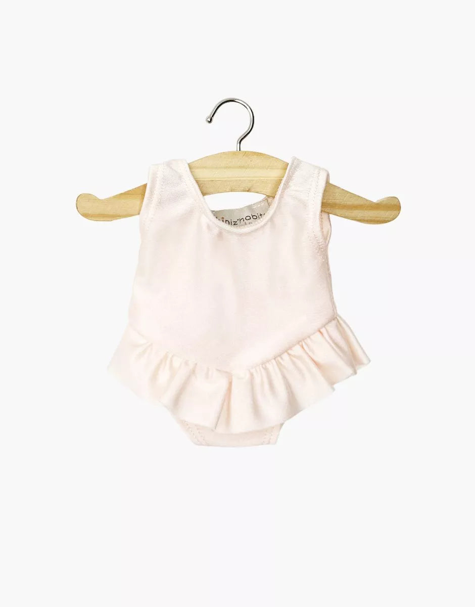 Minikane 13" Doll Clothing | Maia Ruffled Leotard in Shiny Lycra - Pink
