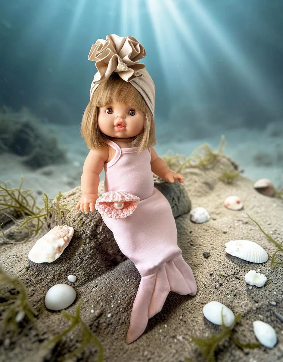 Minikane 13" Doll Clothing | Mermaid Costume & Pink Pearl Seashell Set