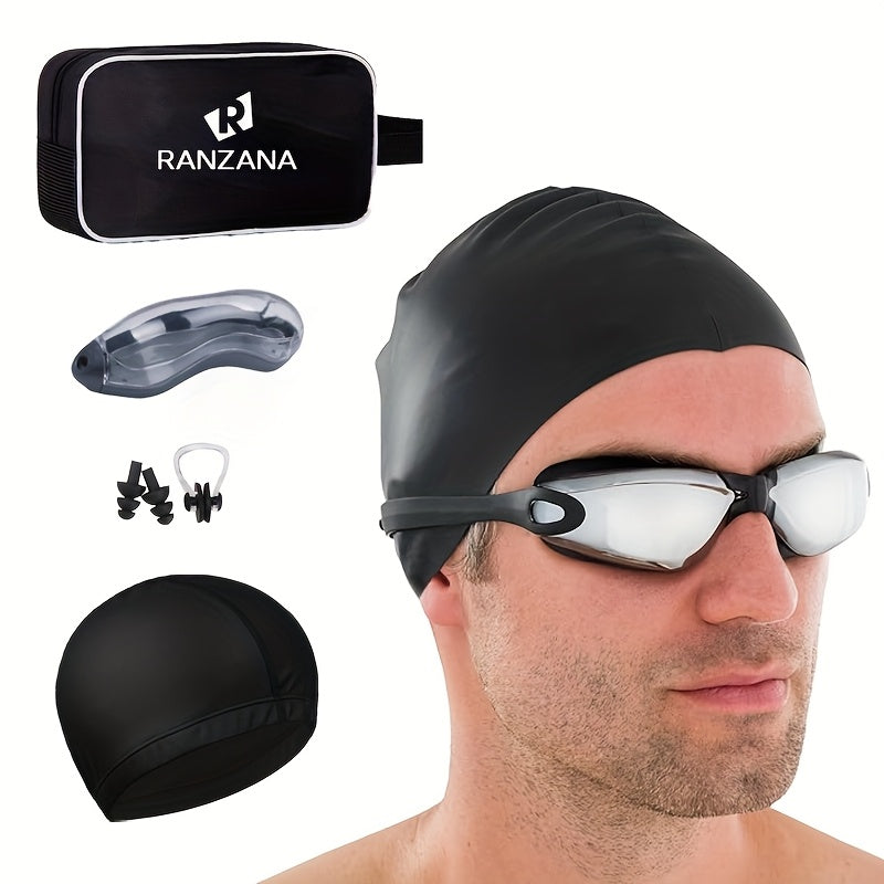 Swimming Goggles Set 6pcs – Swim Cap, Nose Clip & Earplugs