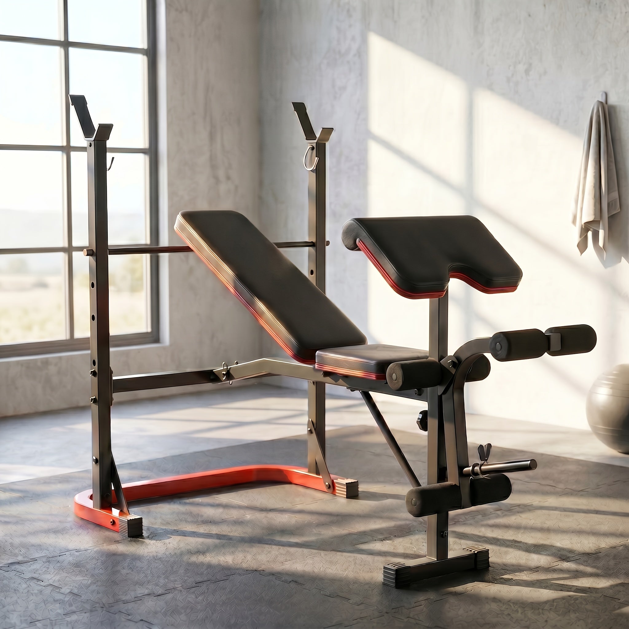 Adjustable Weight Bench Set – Foldable Home Gym Workout Bench with Squat Rack, Leg Developer & Preacher Curl Pad | 3-Second Fast Fold, Full Body Strength Training for Press, Curl & Squat Exercises