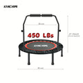 Foldable Mini Trampoline 40 Inch – Fitness Rebounder with Bungee Cords & U-Shape Foam Handle, 450 / 550 LBS Capacity, Quiet Stable Exercise Trampoline for Adults, Indoor & Outdoor Home Gym Workout