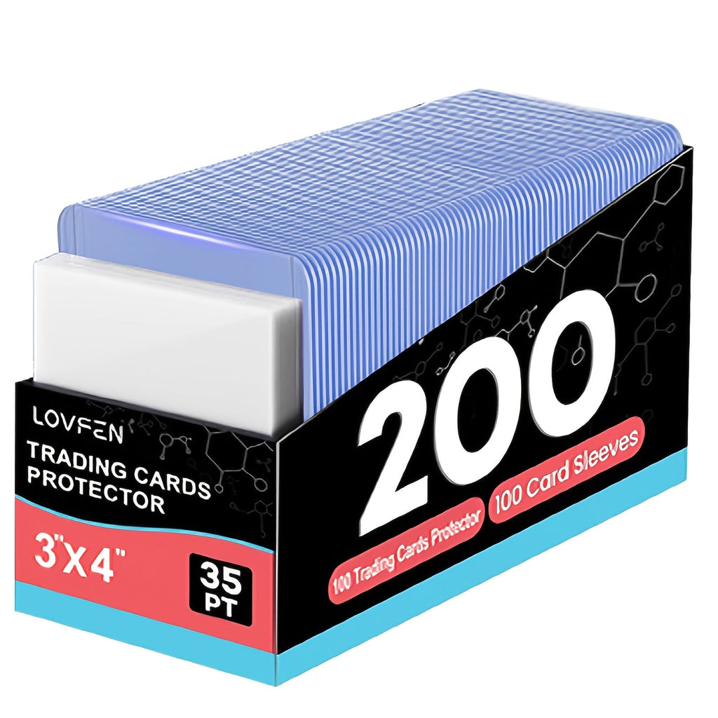 Card Toploads & Sleeves 3x4 Hard Plastic Combo - 100/200/500/2000 Count Regular Top Loading Card Holders for Baseball Football Sports Trading Cards
