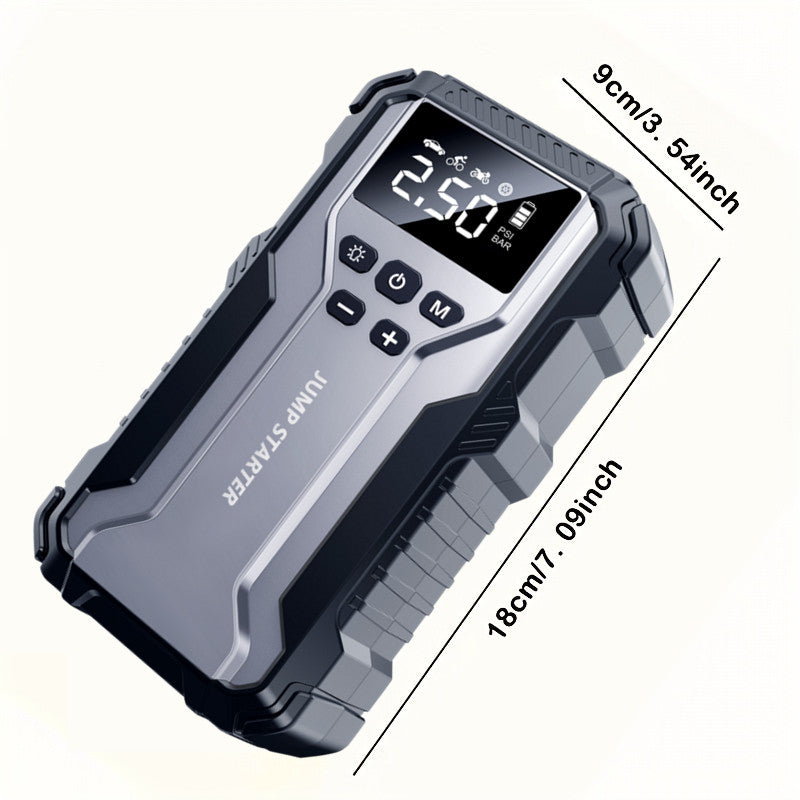 Car Jump Starter Portable Emergency Power Bank with LED Flashlight SOS Air Pump for Small Vehicles Roadside Emergency Kit