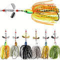Spinnerbait Buzzbait Fishing Lures 6pcs 3/4oz Multicolor Bass Lure Set with 3D Eyes Rotating Blade Steel Wire Frame for Freshwater Saltwater Bass Trout Salmon Shallow Water Fishing