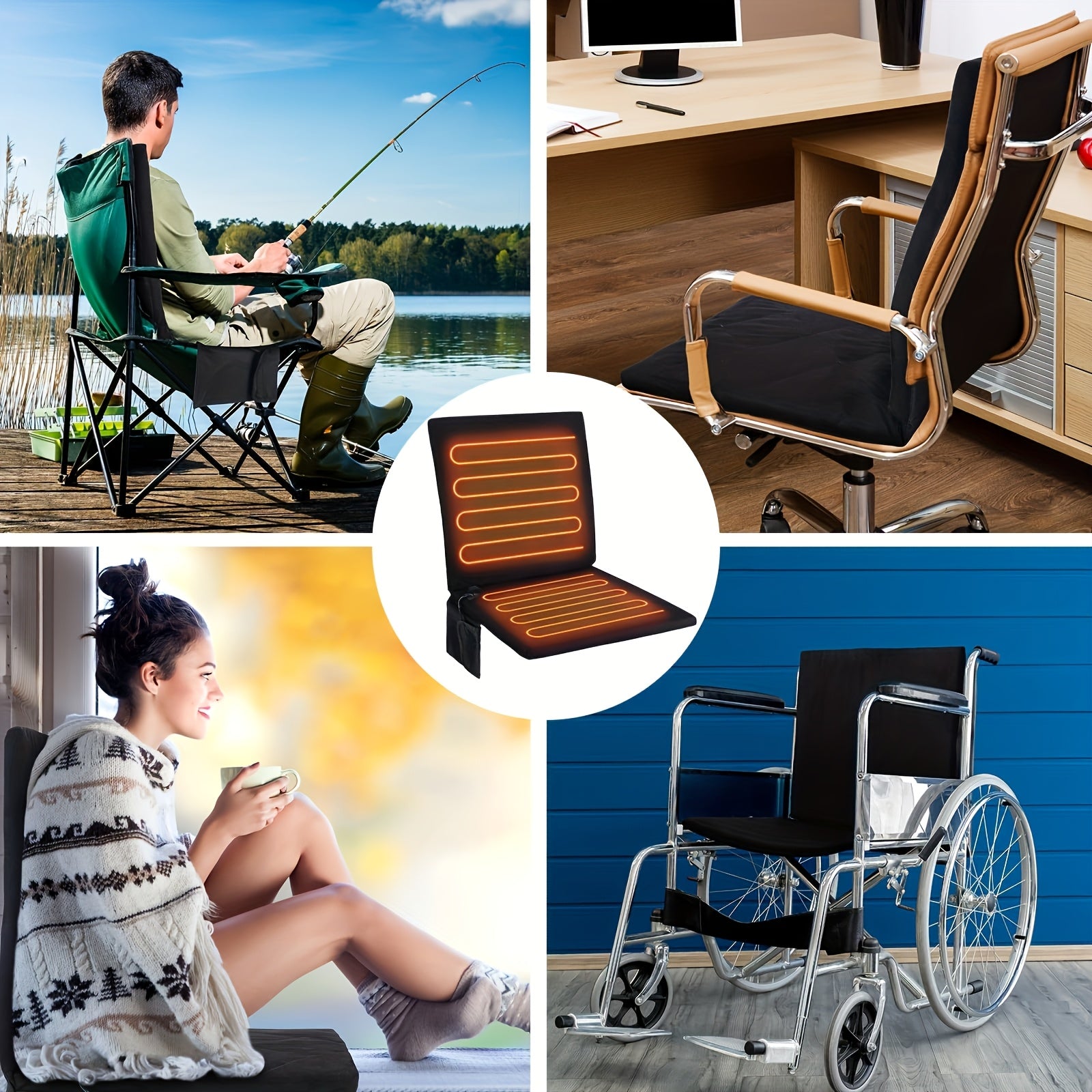 USB Heated Seat Cushion Foldable Heating Pad with 3 Adjustable Heat Modes – Portable Electric Warming Cushion for Stadium, Camping, Office & Outdoor Use, Available in 1pc & 2pcs (USB Power, No Battery)