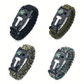 Paracord Survival Bracelet 5-in-1 with Compass, Saw, Flint Fire Starter & Whistle – 4-Pack Multi-Color Emergency Outdoor Bracelet for Camping, Hiking, Fishing, Skiing & Survival, Great Gift Idea