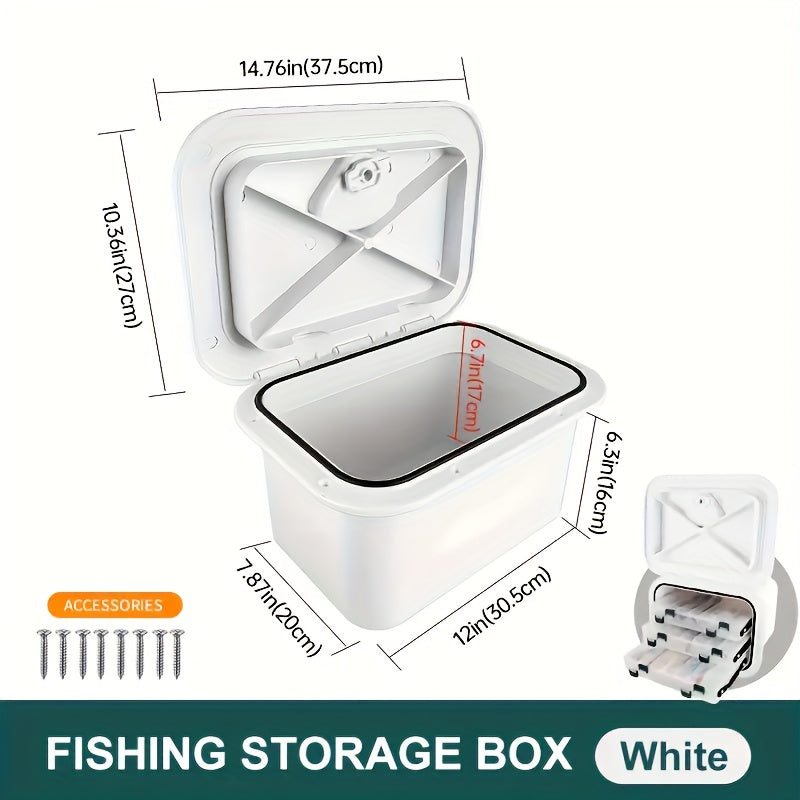 Waterproof Marine Storage Box – ABS Flush Mount Boat Console Organizer 14.76” x 10.63” x 6.89” | Sealed Lid Embedded Storage Container for Bait, Fishing Gear & Tools | Fits Yachts, Fishing Boats & Small Crafts