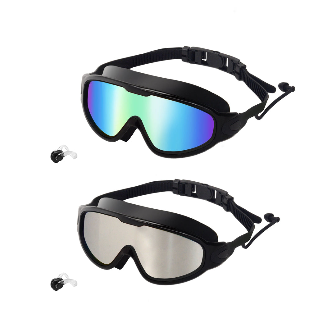 Anti-Fog Swim Goggles 2-Pack UV Protection Wide Lens Adult