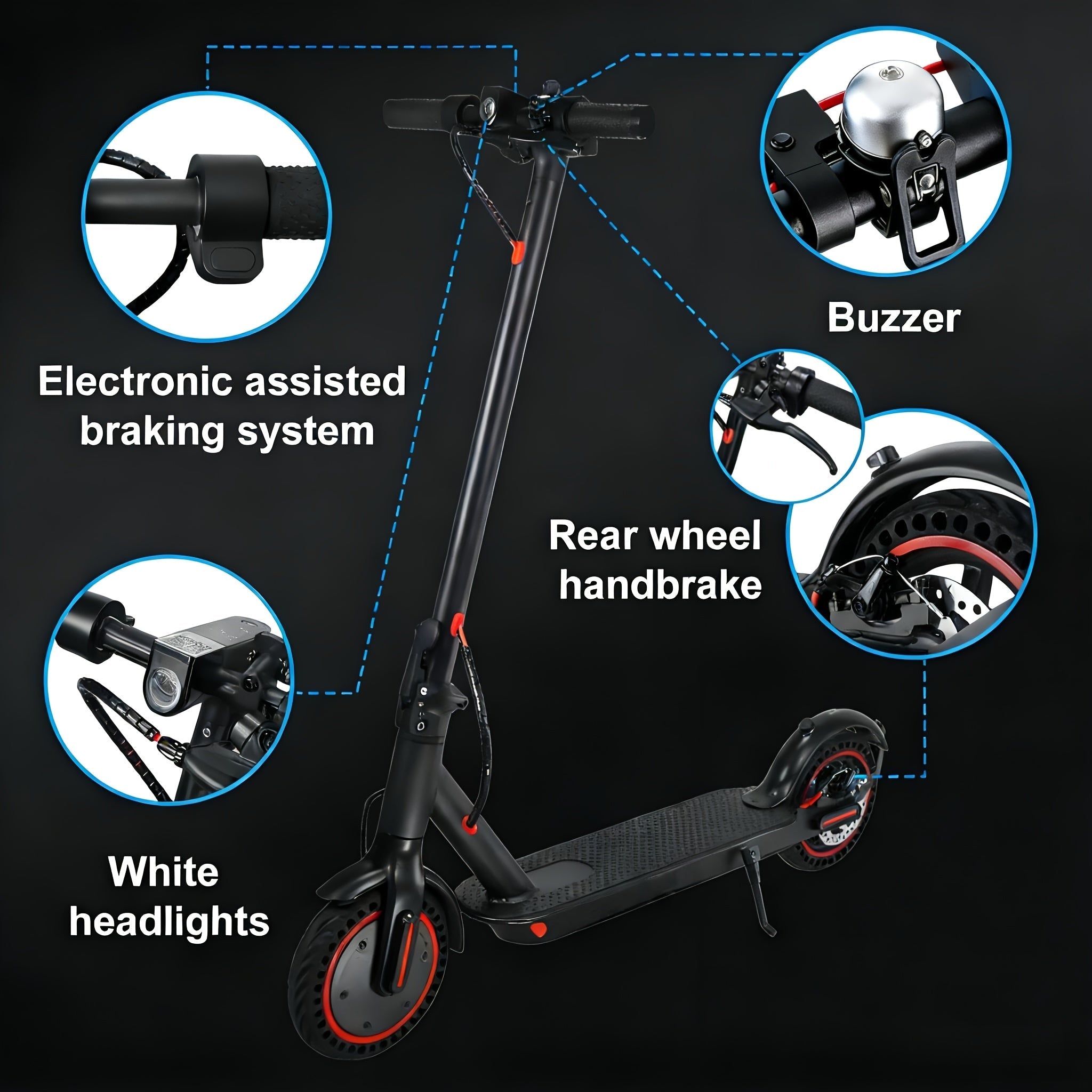 Foldable Electric Scooter for Adults – 350W Motor, 21-Mile Range, App Control, 3-Speed Modes, 8.5'' Tires