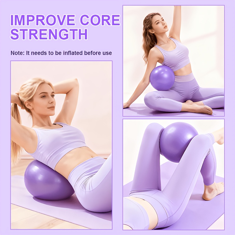Silicone Pilates Exercise Set 16-Piece – Pilates Rings, Resistance Bands, Yoga Ball & Accessories for Home Yoga & Daily Fitness Workouts – Pink & Purple