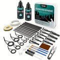 Fishing Rod Repair Kit with Top Rings Guides AB Epoxy Glue Winding Line Textured Paper Complete Rod Break Fix Set Iron Rod Guides Replacement Supplies FRT-02