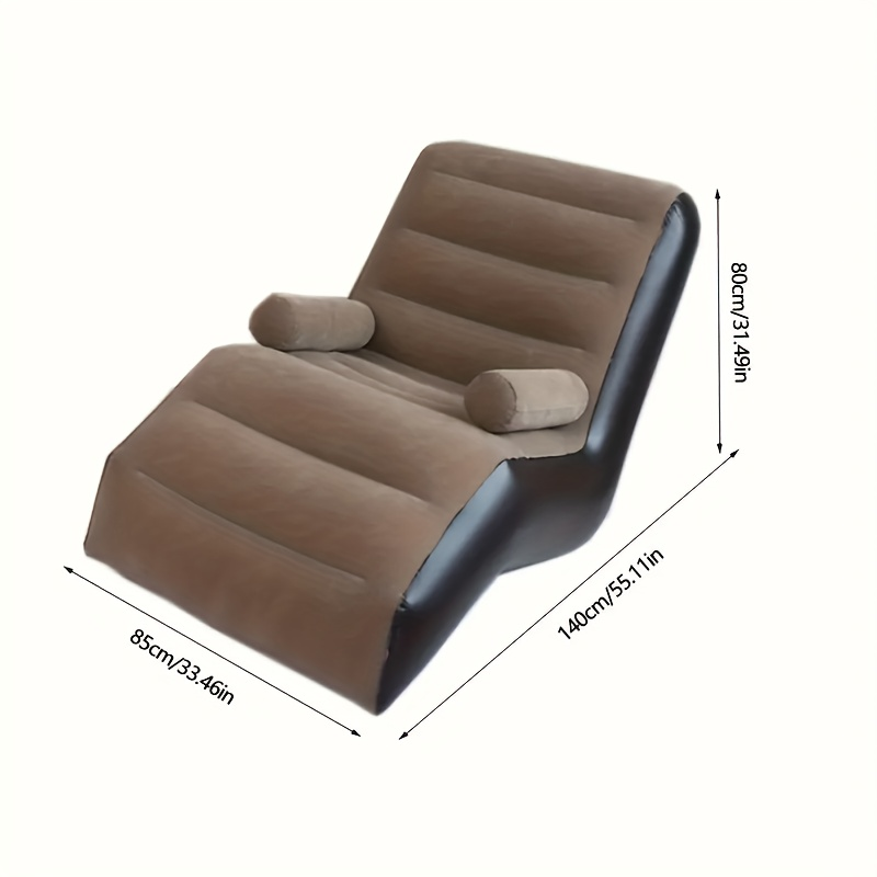 Portable PVC Inflatable Recliner Chair with Air Pump – S-Shape Ergonomic Sofa Bed for Outdoor & Indoor Use, Camping, Beach, Garden, Courtyard & Travel, Modern Backrest Lounger, Coffee Brown & Pink