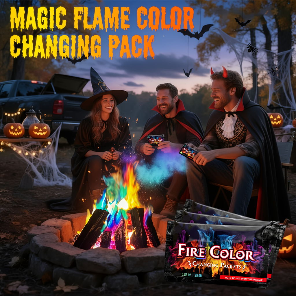 Fire Color Changing Packets 12/24pcs – Magic Colorful Flame Packets for Campfire, Fire Pit, Bonfire & Outdoor Fireplace, Fun Camping Accessories for Adults & Families