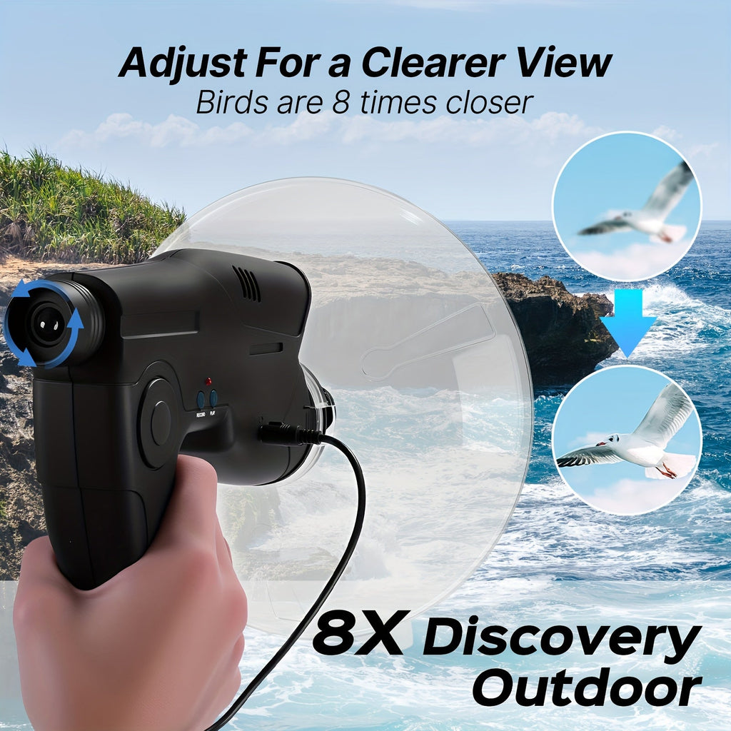 Bionic Ear Sound Amplifier with 8x Monocular Telescope, Long-Range Digital Audio Listening Device with Headphones for Bird Watching Nature Observation Outdoor Surveillance, Compact Lightweight Spy Ear